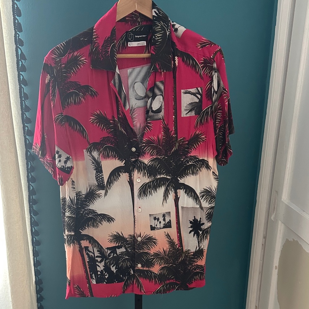 Original Use Red and Black Palm Print Shirt